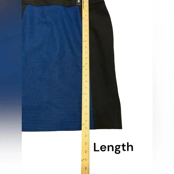 Halogen Polkadot Pencil Skirt Women Blue Black Color block size 16 - Picture 2 of 5